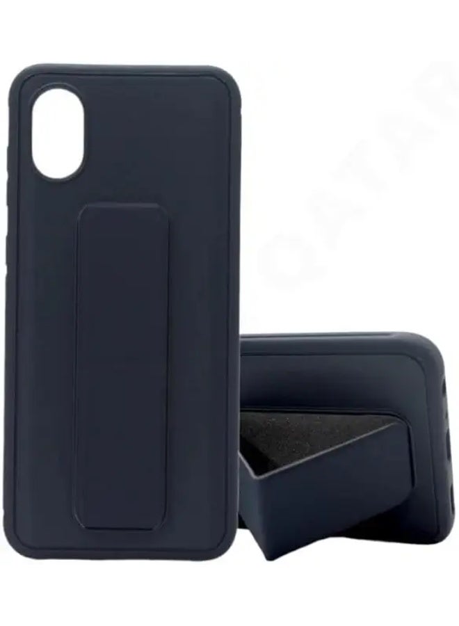 Magnetc Grip Cover For Samsung  Galaxy A02 , Kickstand Slim Shockproof Grip Case, Silcione Protective Cover For Samsung Galaxy A02 - Black